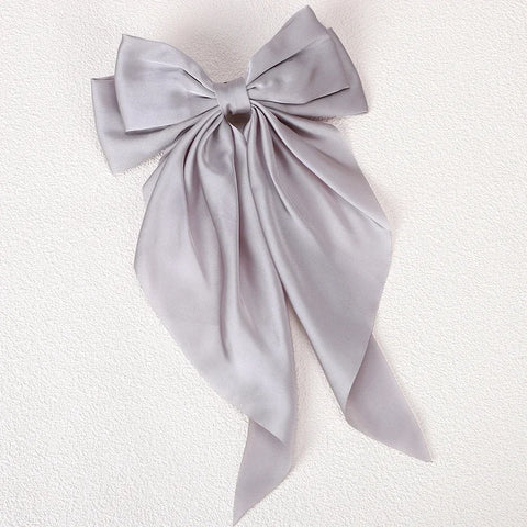 Meisjes lange grote strik drijvende satijnen clips achterhoofd haarspeld - elegante haaraccessoires