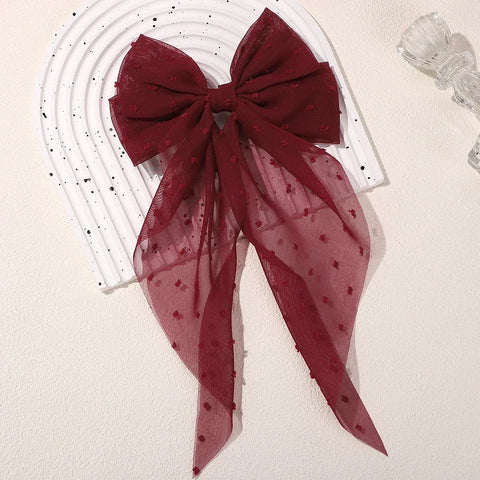 Meisjes lange grote strik drijvende satijnen clips achterhoofd haarspeld - elegante haaraccessoires