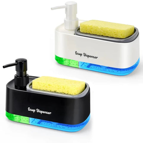 Multifunctionele zeepdispenser voor keuken en badkamer met sponshouder - ruimtebesparende organizer voor op het aanrecht