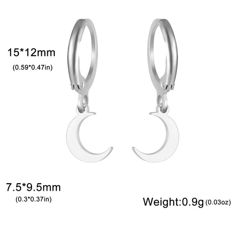 Skyrim Moon Star Drop Earrings – Gold Stainless Steel Hoop Earrings for Women and Girls