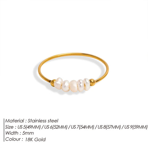 eManco Freshwater Pearl Gold-Plated Round Rings - Elegant Holiday Jewelry Gifts