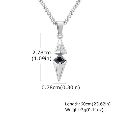 Stylish Blue Stone Necklaces for Men and Women - Stainless Steel Geometric Pendant Collar