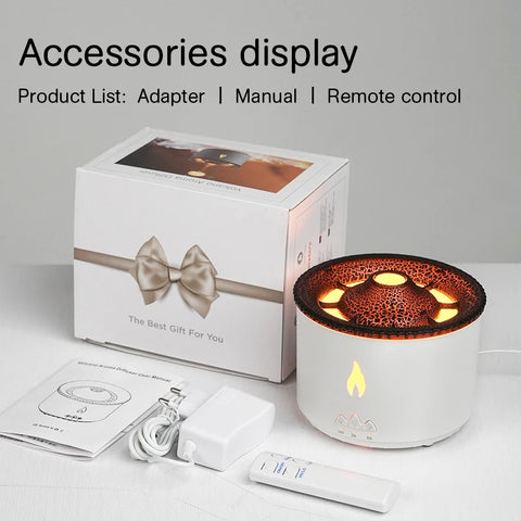 KINSCOTER Volcano Flame Aroma Diffuser - Jellyfish Smoke Ring Air Humidifier 360ml