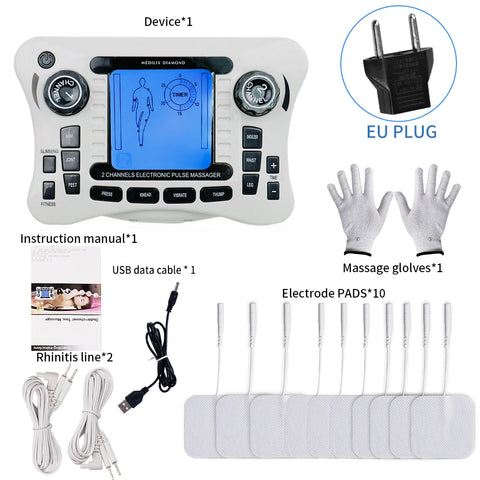 12 Modes EMS Muscle Stimulator & Tens Pulse Massager - Digital Frequency Physiotherapy Machine