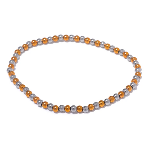 Yhpup Handmade Waterproof Stainless Steel Beads Bracelet for Men - Gold Color Jewelry
