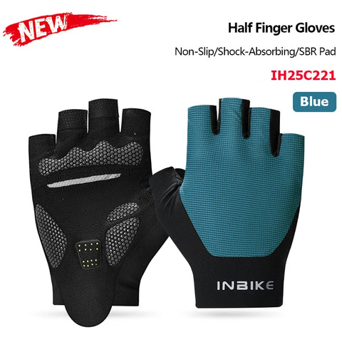 INBIKE Halfvinger fietshandschoenen – Ademende zomer MTB-handschoenen met schokabsorptie