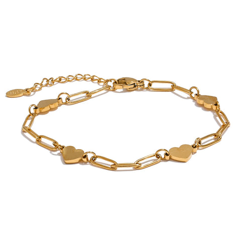 Yhpup Fashion Stainless Steel Heart Handmade Chain Bracelet Bangle - Waterproof Daily Charm Wrist Jewelry for Women