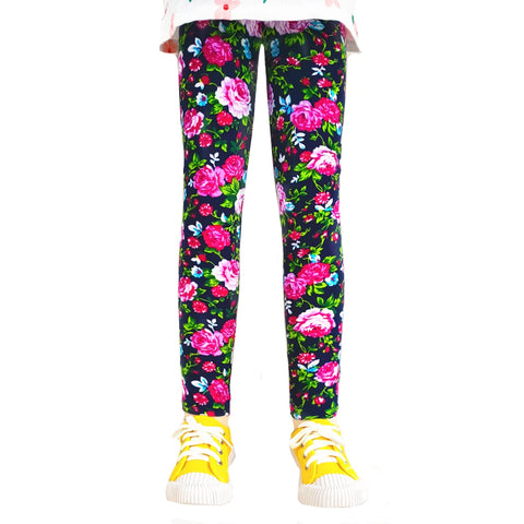 Cute Flower Print Girls Leggings