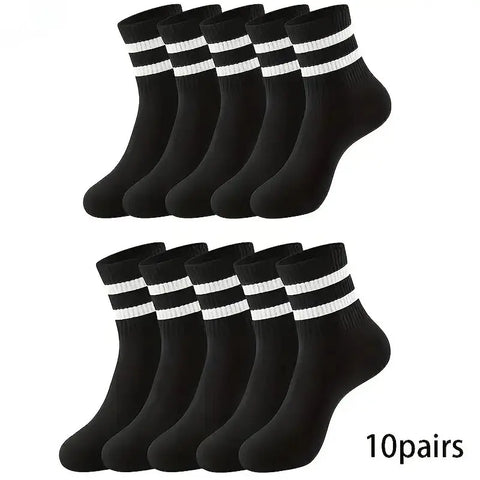 Men's Casual Striped Socks - 6/10/15/20 Pairs