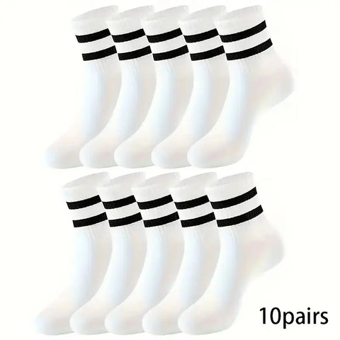 Men's Casual Striped Socks - 6/10/15/20 Pairs