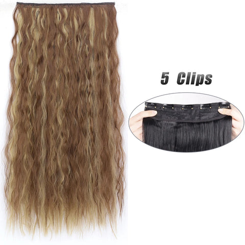 Synthetic 5 Clip In Hair Extensions 80CM - Long Straight Hairpiece