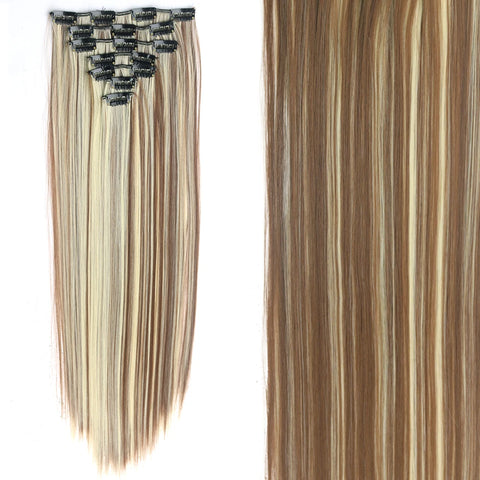 22-Inch Long Straight Wavy Hair Extensions Set
