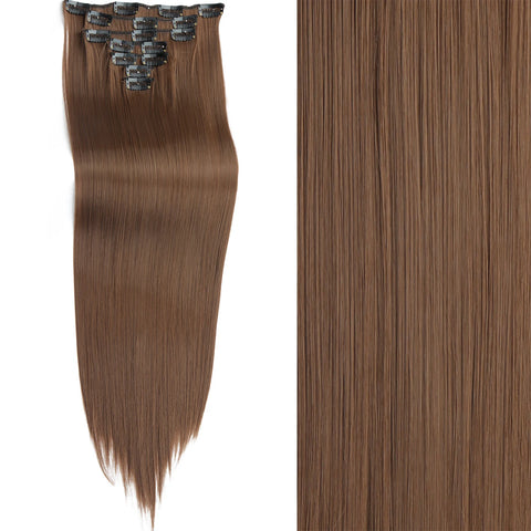 7Pcs/Set 16 Clips Hair Extension - Black Ombre Long Straight Hair