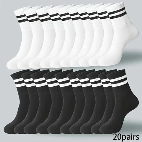 Men's Casual Striped Socks - 6/10/15/20 Pairs