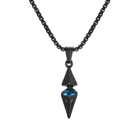 Stylish Blue Stone Necklaces for Men and Women - Stainless Steel Geometric Pendant Collar