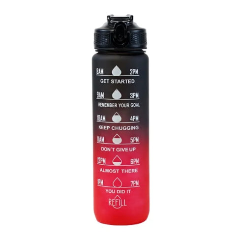 Gradient Color 1000ml Plastic Water Bottle with Straw - Leak-Proof Sports Bottle for Outdoor Adventures