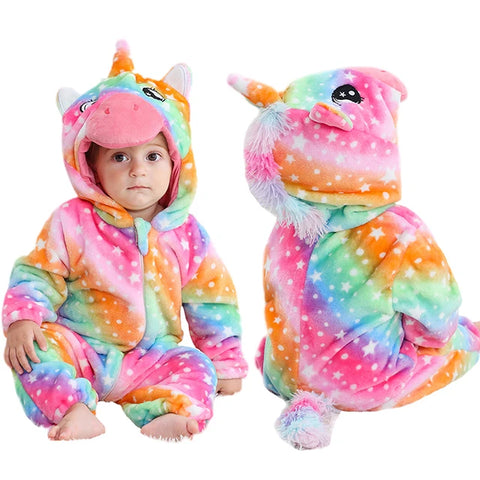 MICHLEY Winter Baby Rompers Hooded Flannel Cosplay