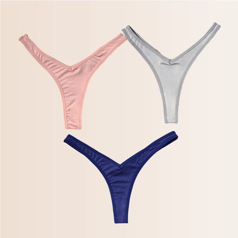 Seamless Thongs Solid Thong Panties for Women - Soft Silk Tangas