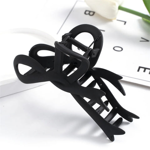Vintage Ribbon Bow Hair Clips - 13CM Matte Hair Claws for Women