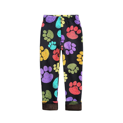 Vintage Floral Fleece Leggings for Girls