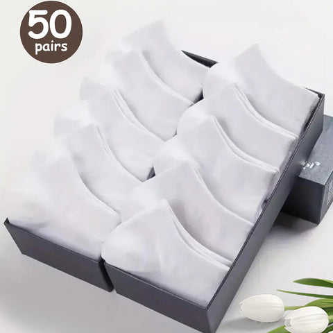 Breathable Deodorant Men's Low Cut Ankle Socks - 10/20/30/40/50 Pairs
