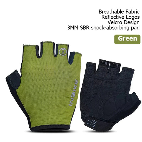 INBIKE Halfvinger fietshandschoenen – Ademende zomer MTB-handschoenen met schokabsorptie
