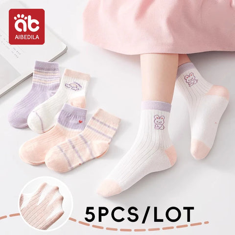 AIBEDILA Cute Rabbit Kids Socks - 5 Pairs