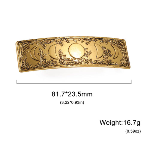 Vintage Moon Phase Tree Forest Hair Clip | Crescent Moon Hair Accessories for Women