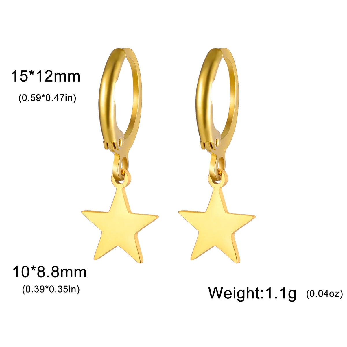 Skyrim Moon Star Drop Earrings – Gold Stainless Steel Hoop Earrings for Women and Girls
