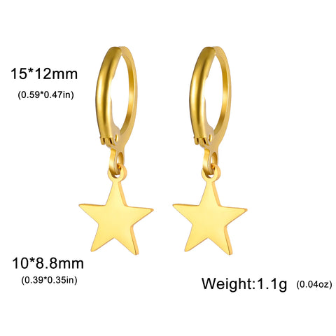 Skyrim Moon Star Drop Earrings – Gold Stainless Steel Hoop Earrings for Women and Girls