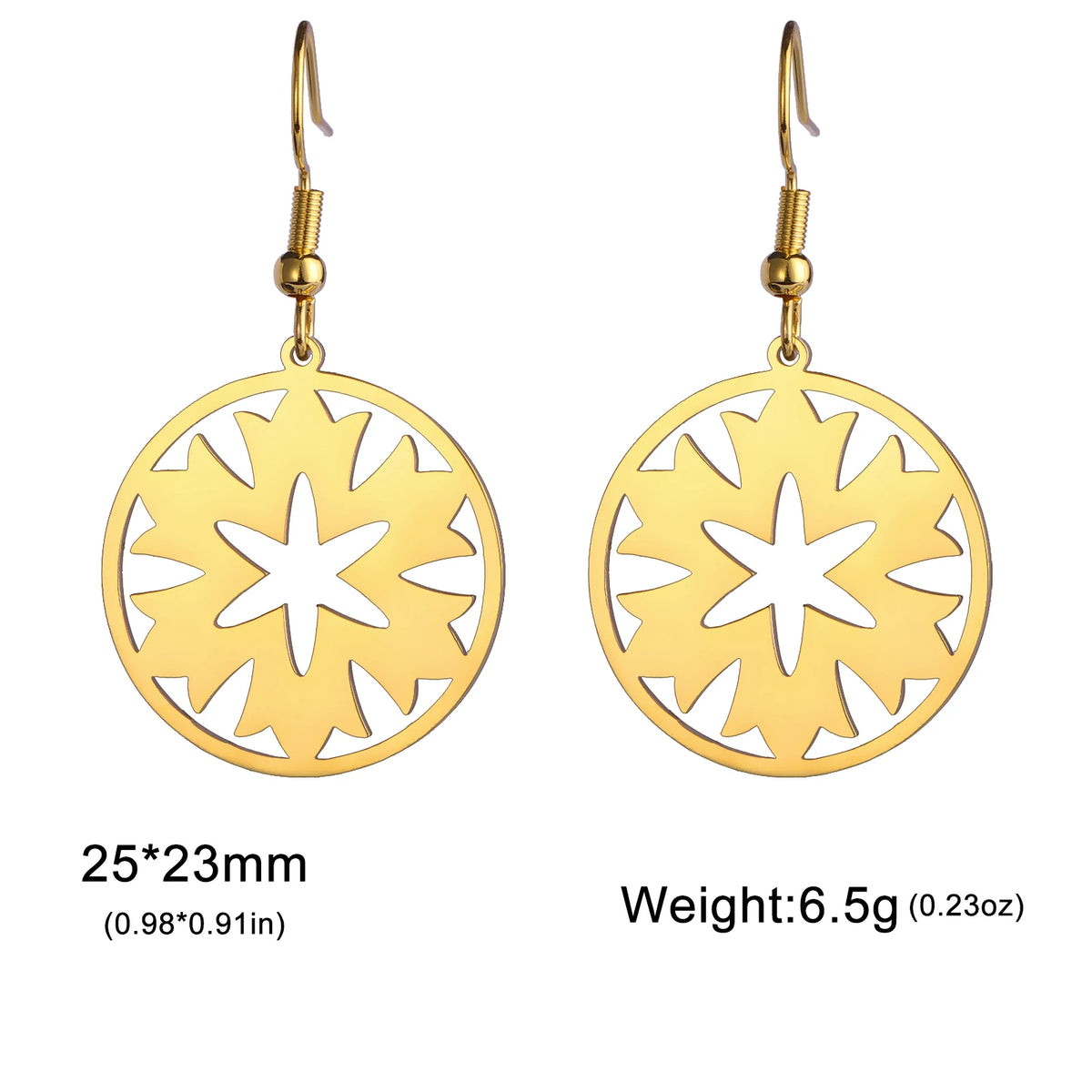 Skyrim Bohemian Flower Filigree Drop Earrings - Stainless Steel Waterproof Dangle Earrings for Women