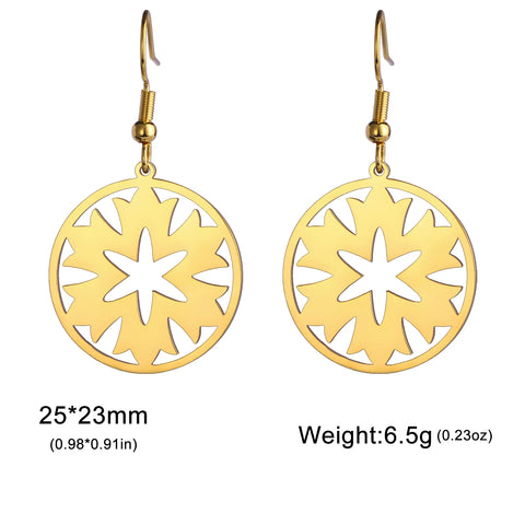 Skyrim Bohemian Flower Filigree Drop Earrings - Stainless Steel Waterproof Dangle Earrings for Women