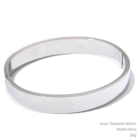 Yhpup High Quality Stainless Steel Round Wide Bracelet Bangle – Fashion Texture in Gold and Silver Color, Waterproof Charm Jewelry Gift