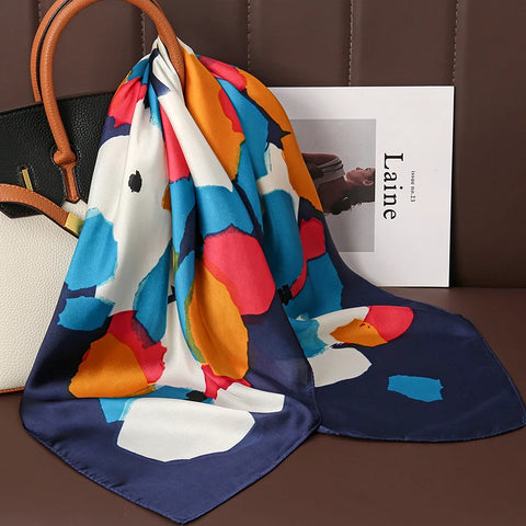 2024 Silk Cat Print Shawl Headscarf