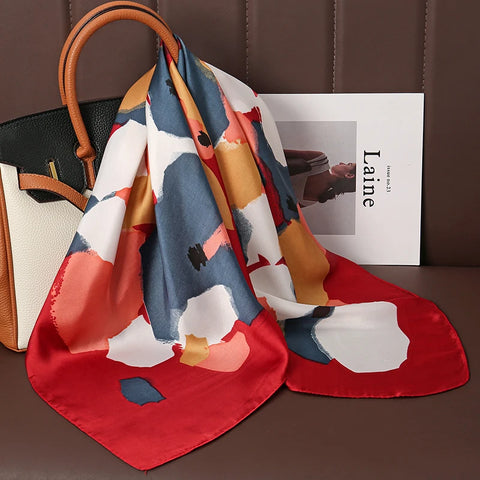 Luxury Animal Silk Satin Head Scarf for Women