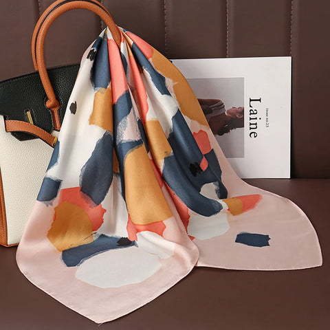 Luxury Animal Silk Satin Head Scarf for Women