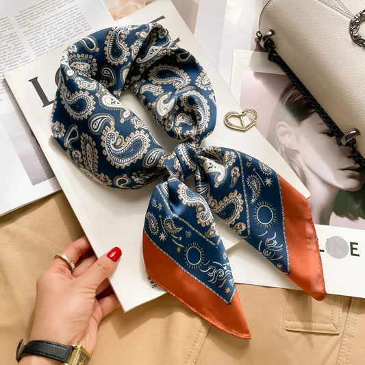 Elegant Floral Silk Hairband Scarf for Women