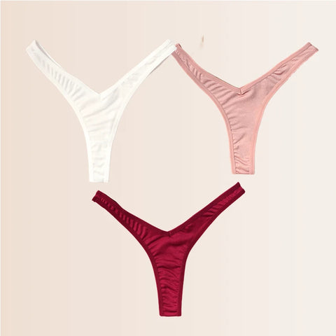Seamless Thongs Solid Thong Panties for Women - Soft Silk Tangas