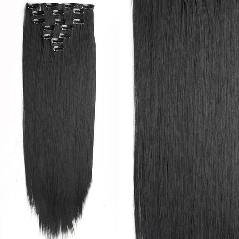 7 stuks/set 16 clips haarverlenging - zwarte ombre hittebestendige vezel