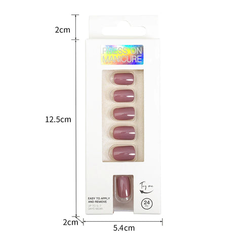 Short Full Press on Nails Set - 24 Pcs