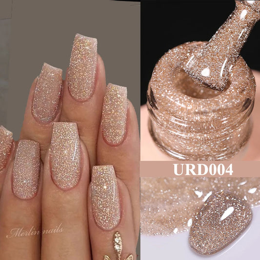UR SUGAR 15ml Champagne Gold Silver Reflective Glitter Gel Nail Polish