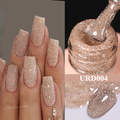 UR SUGAR 15ml Champagne Gold Silver Reflective Glitter Gel Nail Polish
