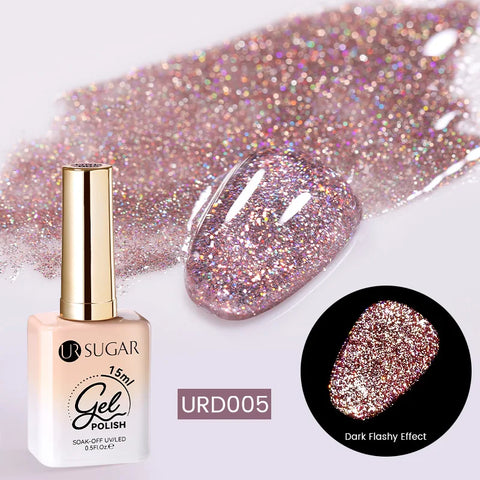 UR SUGAR 15ml Champagne Gold Silver Reflective Glitter Gel Nail Polish