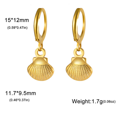 Skyrim Gold Color Stainless Steel Women's Heart Starfish Sun Pendant Hoop Earrings - Fashion Jewelry Gift