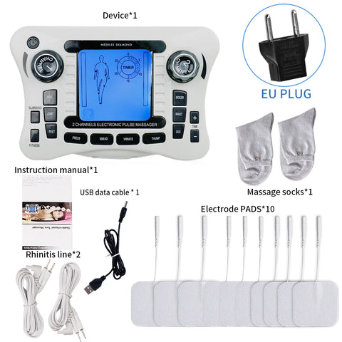 12 Modes EMS Muscle Stimulator & Tens Pulse Massager - Digital Frequency Physiotherapy Machine