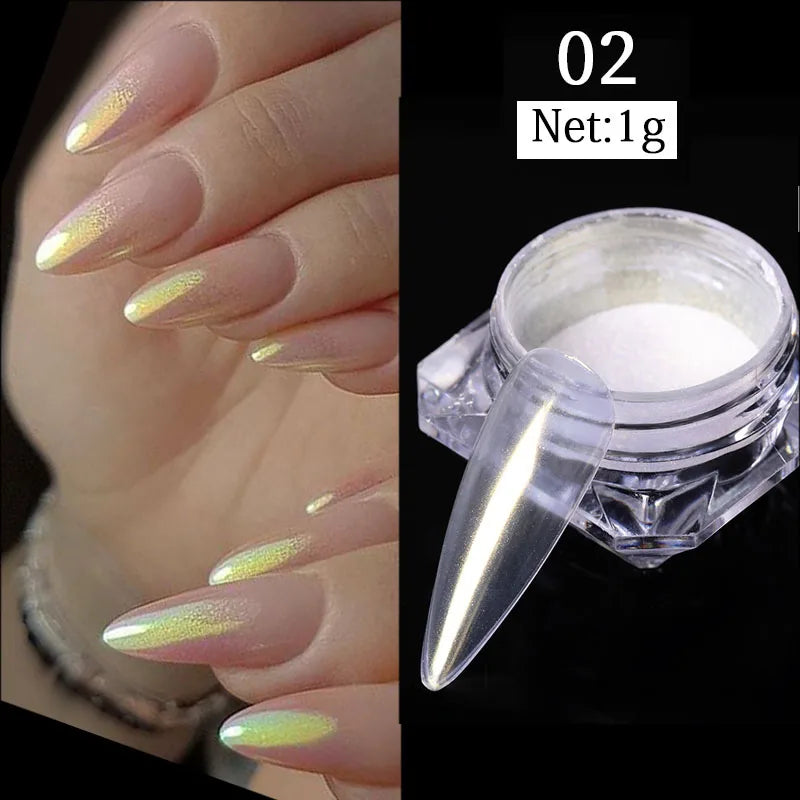 Super-Bright Metallic Nail Powder - Gold Silver Mirror Pigment