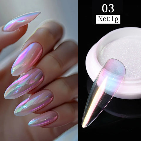 Super-Bright Metallic Nail Powder - Gold Silver Mirror Pigment