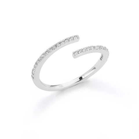 Classic Twist Chain Open Rings for Women - Zircon Stainless Steel Geometric Couple Ring