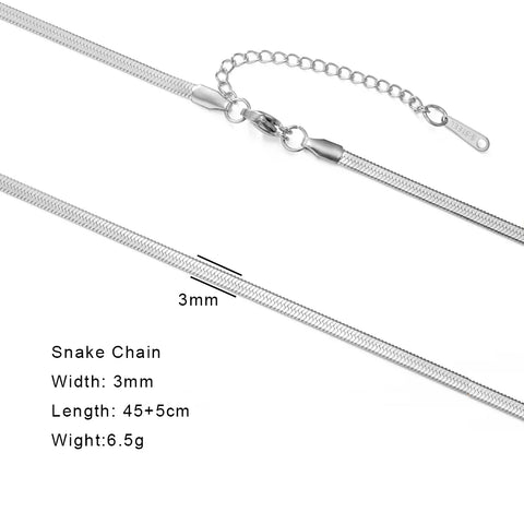 Skyrim Stainless Steel Gold Color Chain Necklace for Women – Minimalist Cuban Paperclip Twisted Snake Chain Fashion Jewelry