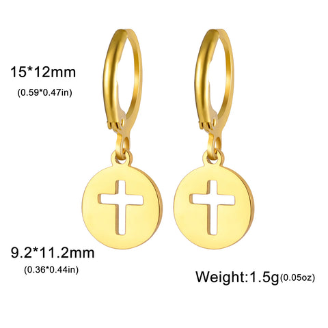 Skyrim Fashion Women Girls Stainless Steel Earrings - Heart Cross Flower Turtle Sun Pendant Hoop Earrings Jewelry Gift Wholesale